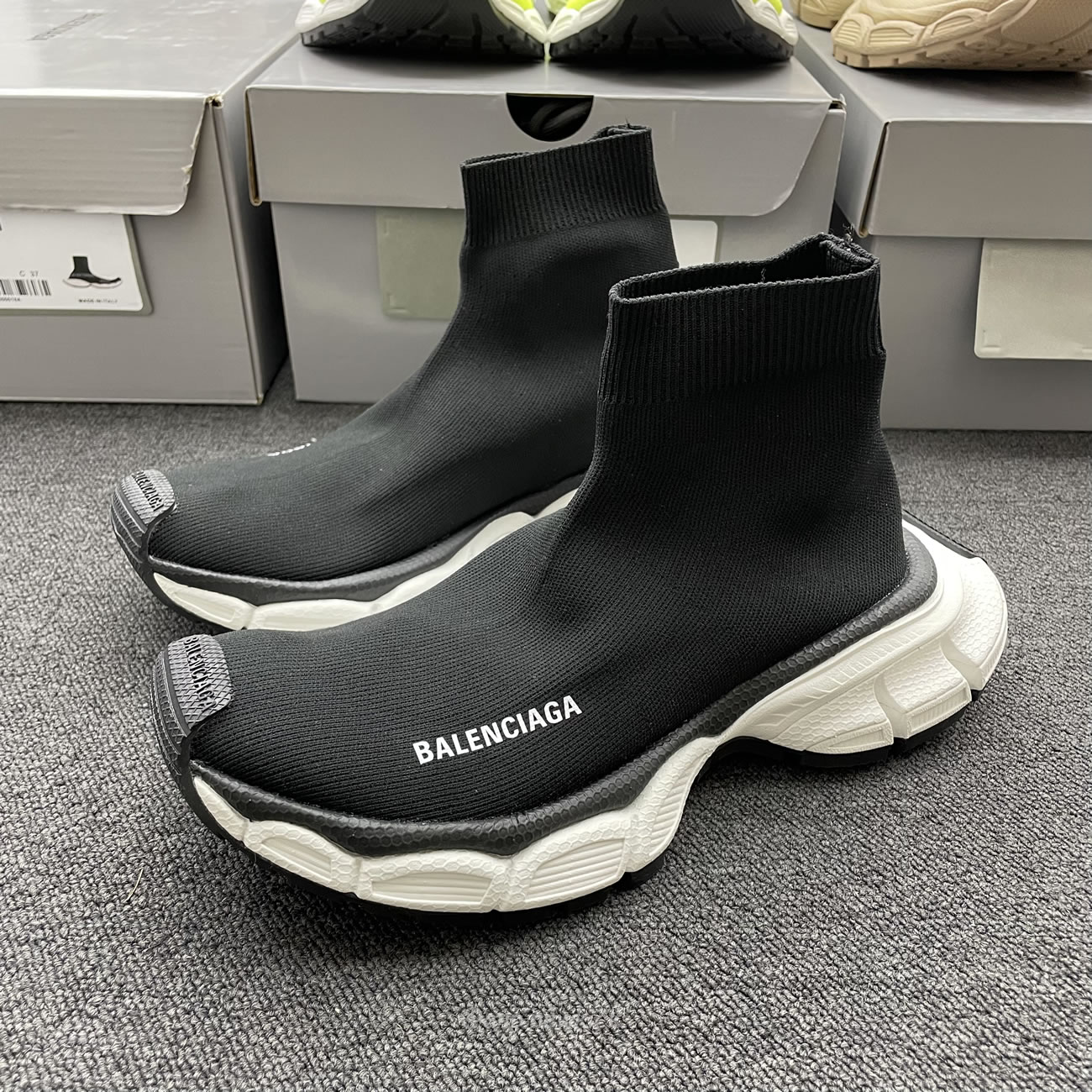 Balenciaga 3xl Sock Recycled Knit Sneakers Black White Fluo Yellow Beige (14) - newkick.app